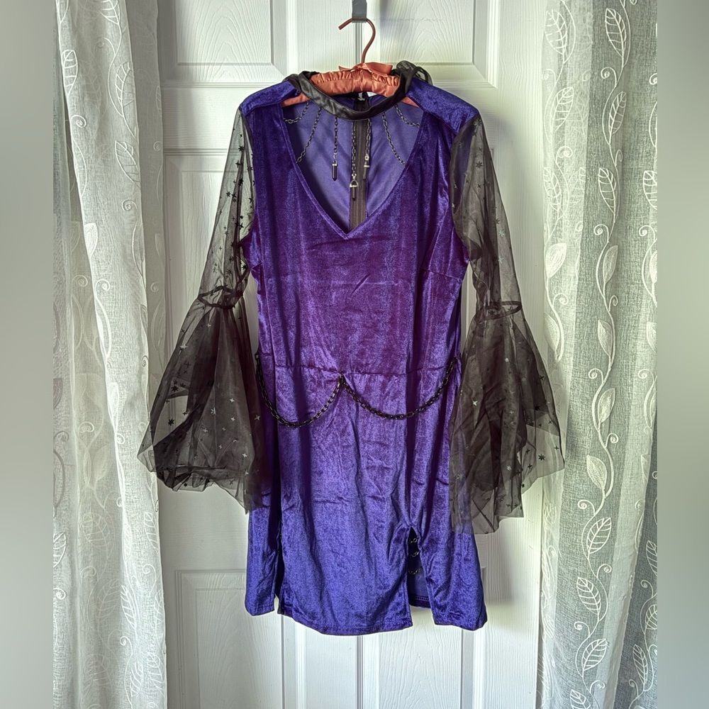 New Halloween costumes Dress robe Sheer Sleeves lace hoodie plus sz 2XL